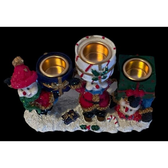 Snowman Candle Stick Holders 4" Tall x 5.5" Long x 2" Wide - Picture 4 of 9